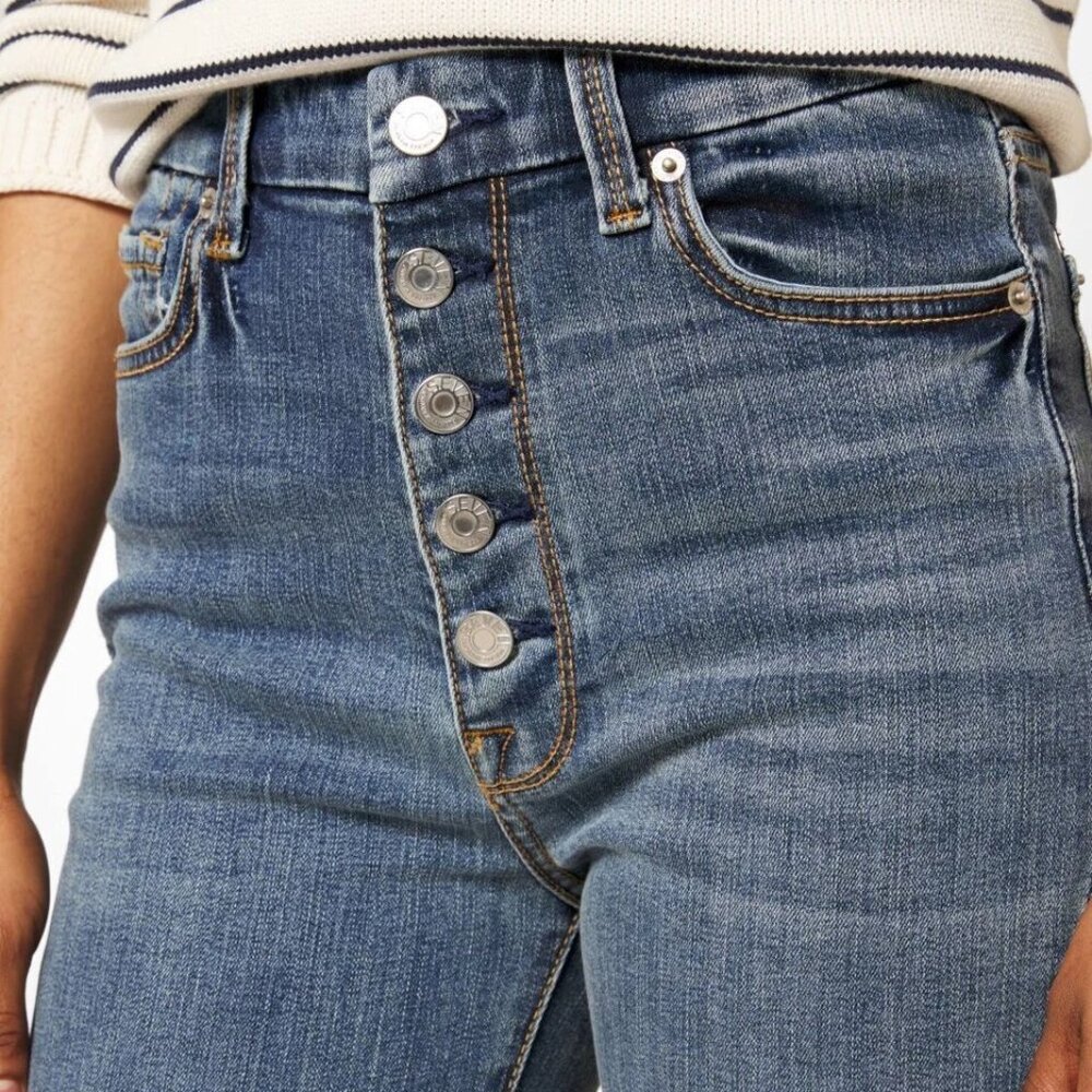 7 For All Mankind Exposed Button High Waist Skinny, Aubrey, 33x28, NWT $198 MSRP